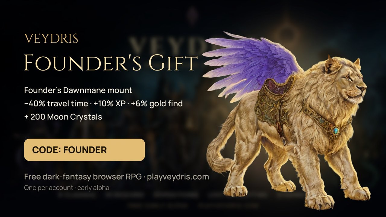 Founder's Gift: the Founder's Dawnmane mount and 200 Moon Crystals