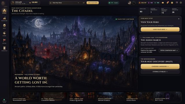 VEYDRIS screenshot: The Eternal Citadel hub