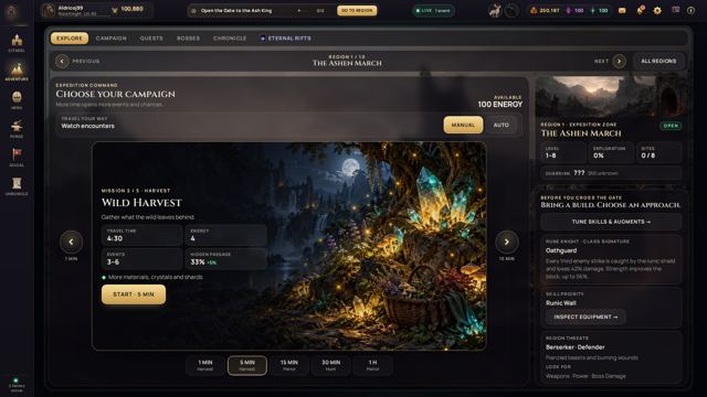 VEYDRIS screenshot: Mission board with daily focus
